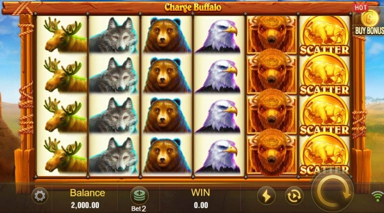 Ang Charge Buffalo slot machine ay isang online casino slot machine na laro na ginawa ni Jili, na nagdadala ng mga manlalaro sa isang kapana-panabik na pakikipagsapalaran sa North American prairie.